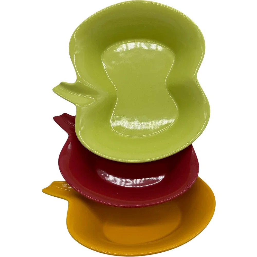 Nantucket Ceramic Apple Nesting Bowls Set of 3 Red Green Yellow Excellent